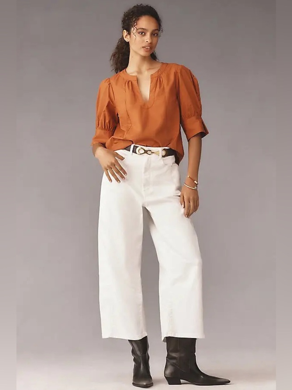 Anthropologie Puff Sleeve Sculpted Blouse